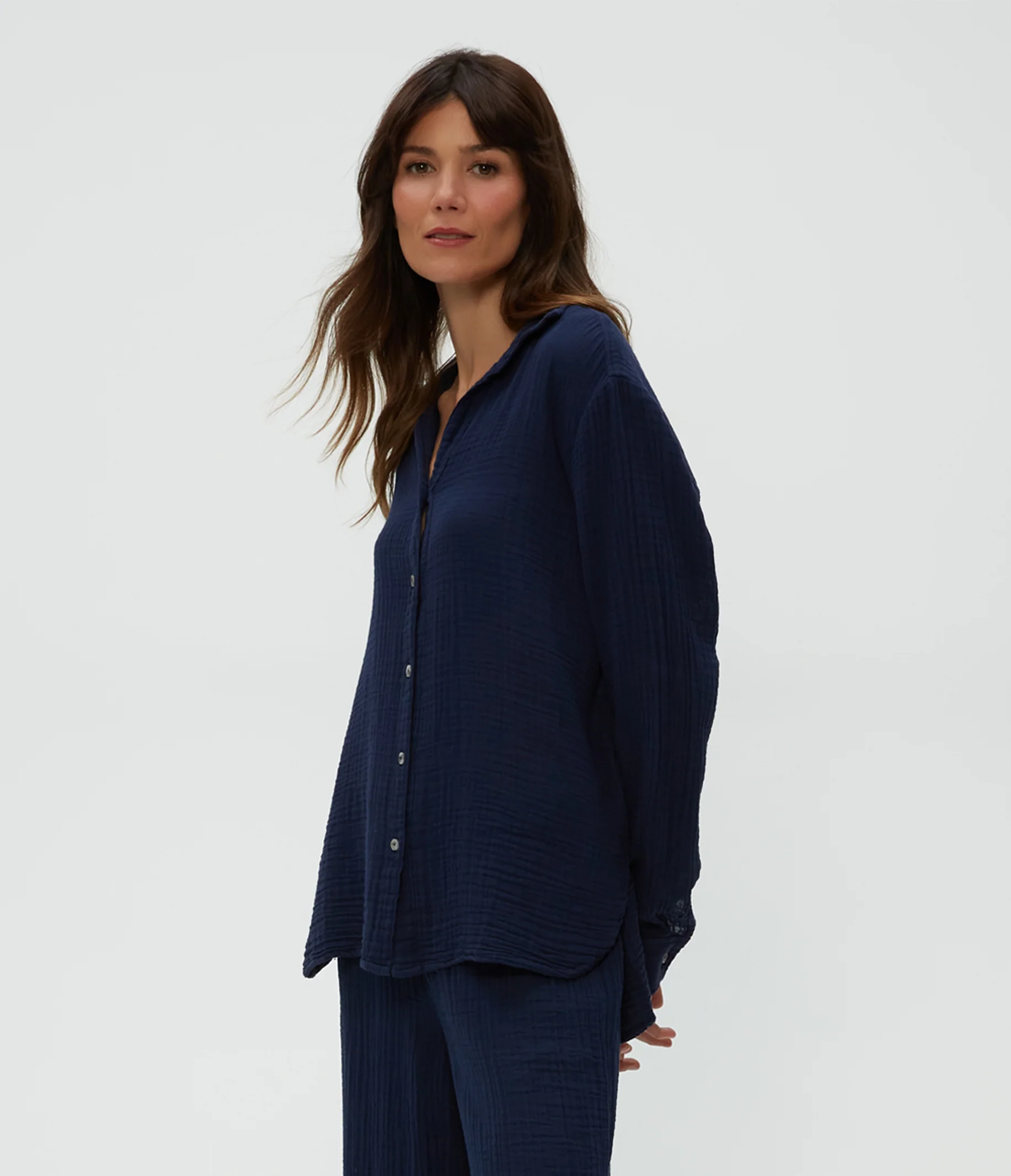 Petite Leo Gauze Button Down Shirt - Image 3