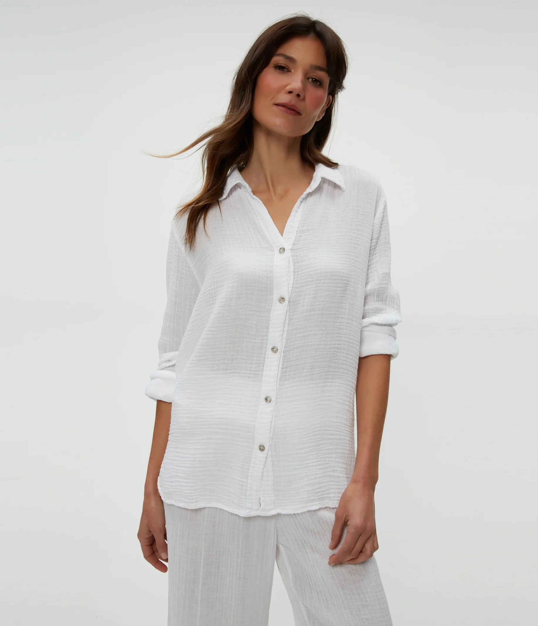 Petite Leo Gauze Button Down Shirt - Image 5