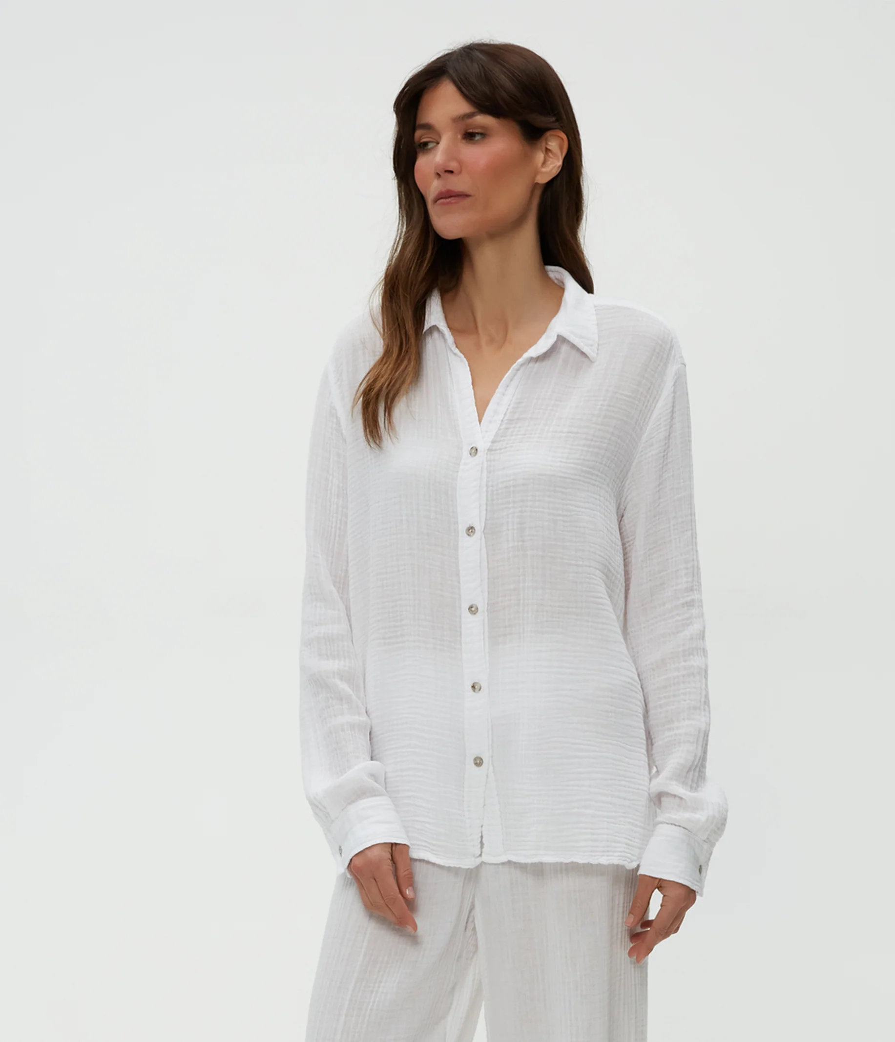 Petite Leo Gauze Button Down Shirt - Image 7